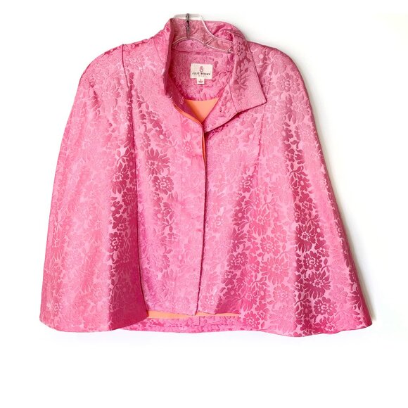 Julie Brown pink Lurex floral brocade capelet